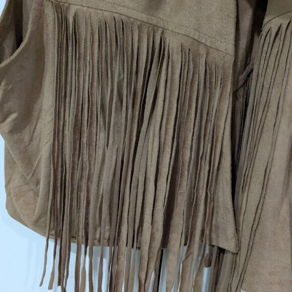 Wild Kiss Women's Fringe Vest, Size Large, Tan - Picture 6 of 12